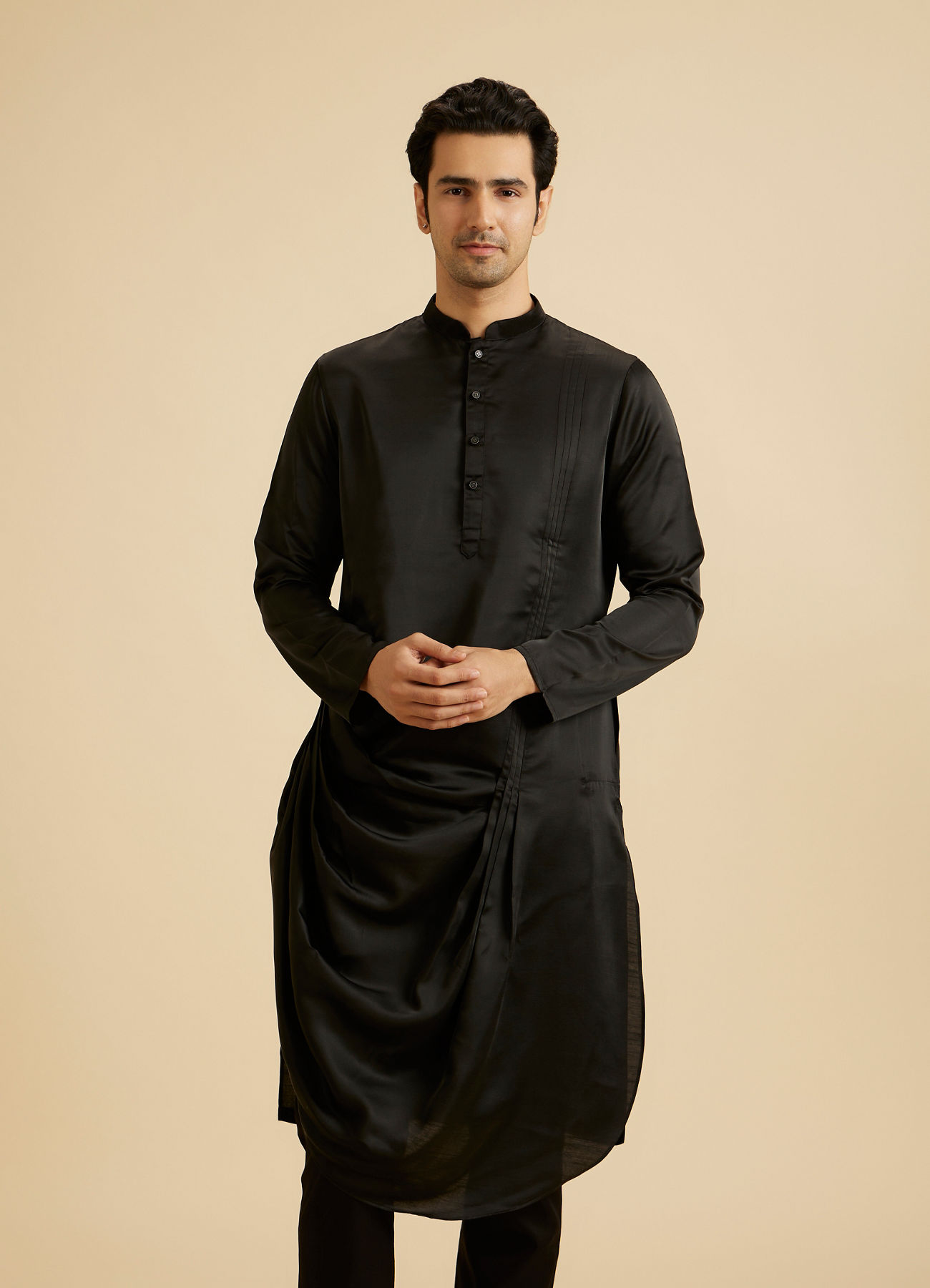 Manyavar Men Classic Black Elegance Kurta Pajama