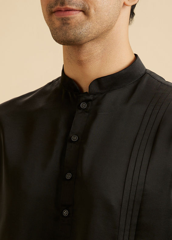 Manyavar Men Classic Black Elegance Kurta Pajama