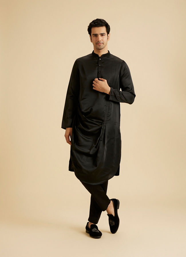 Manyavar Men Classic Black Elegance Kurta Pajama