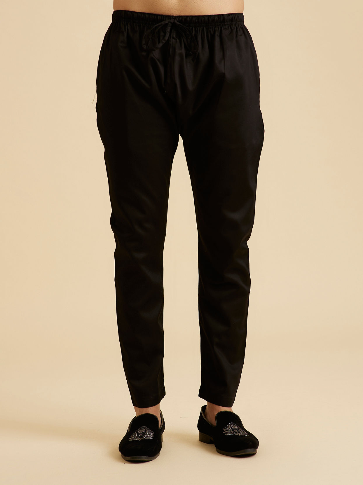 Manyavar Men Classic Black Elegance Kurta Pajama