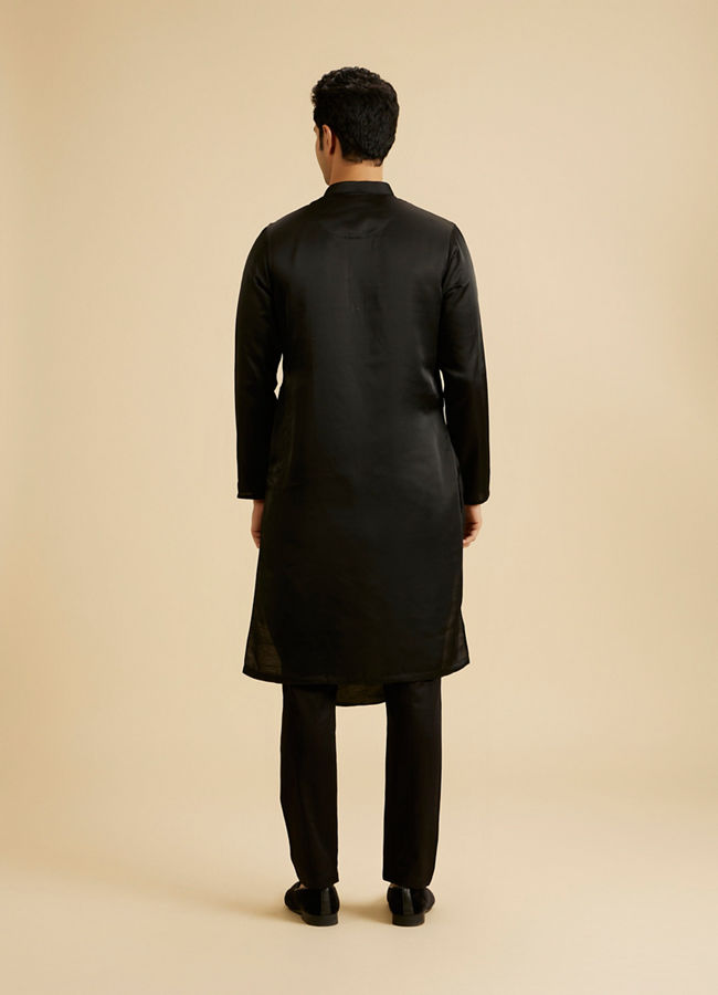 Manyavar Men Classic Black Elegance Kurta Pajama