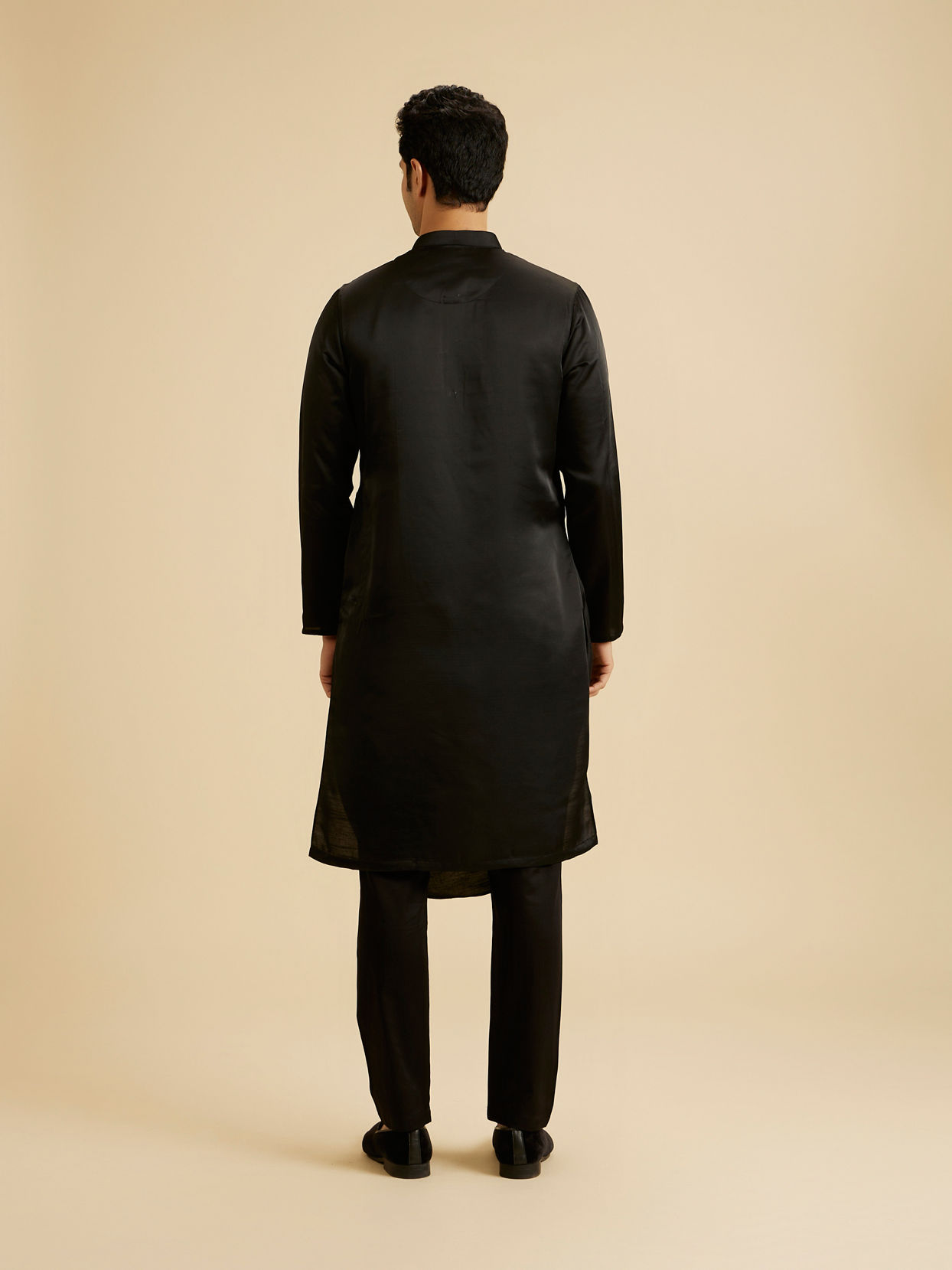 Manyavar Men Classic Black Elegance Kurta Pajama