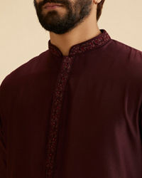 Manyavar Men Elegant Wine Kurta Pajama