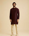 Manyavar Men Elegant Wine Kurta Pajama