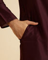 Manyavar Men Elegant Wine Kurta Pajama