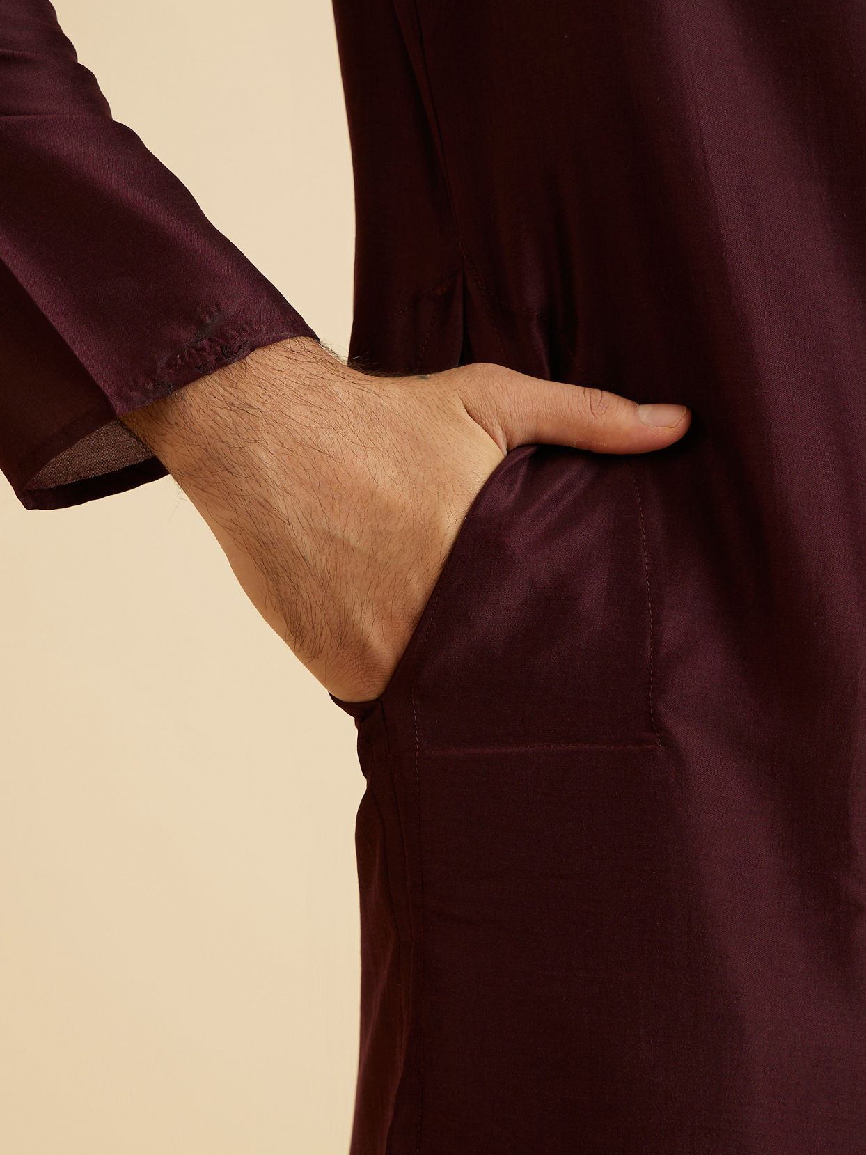 Manyavar Men Elegant Wine Kurta Pajama