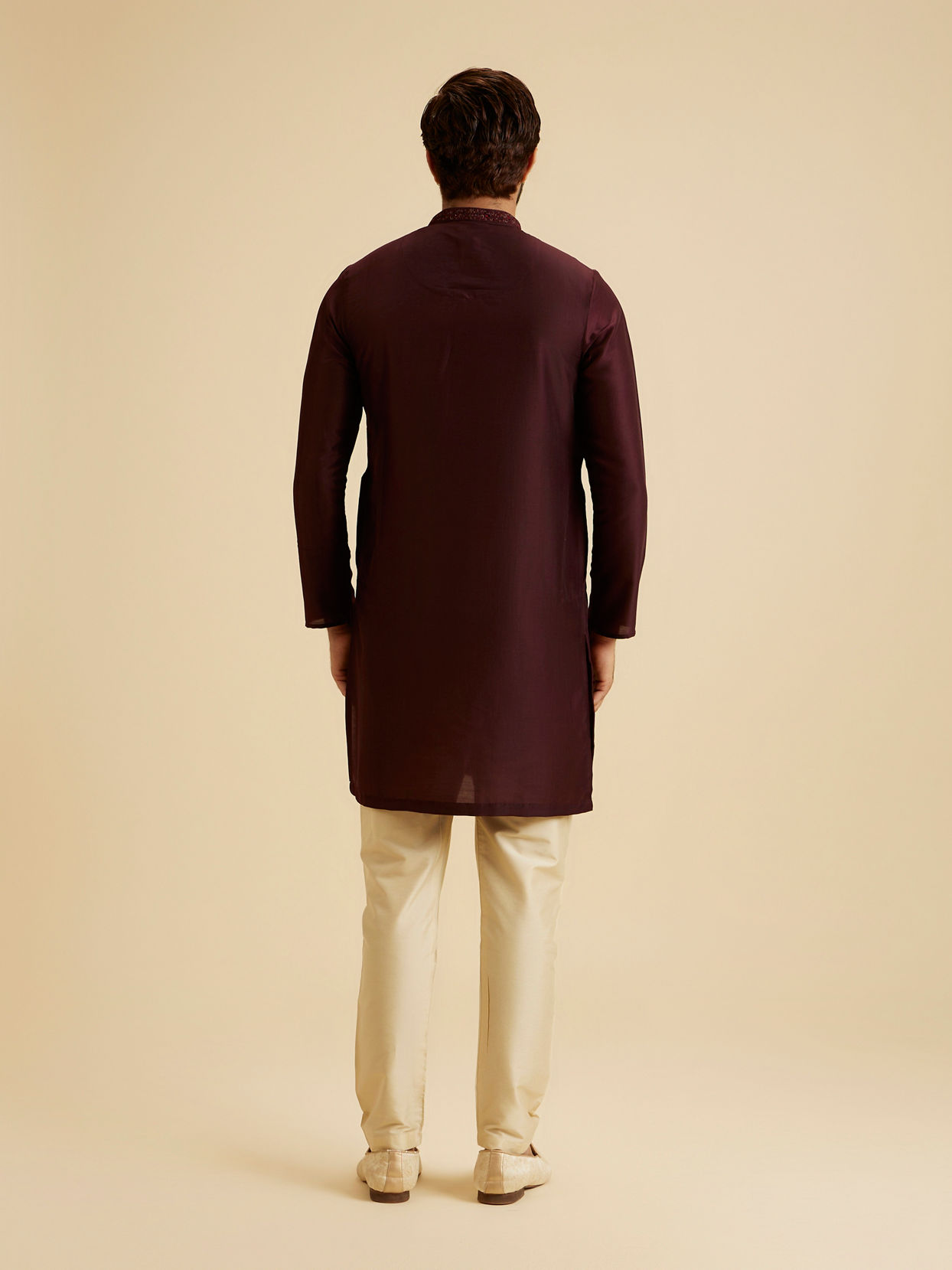 Manyavar Men Elegant Wine Kurta Pajama