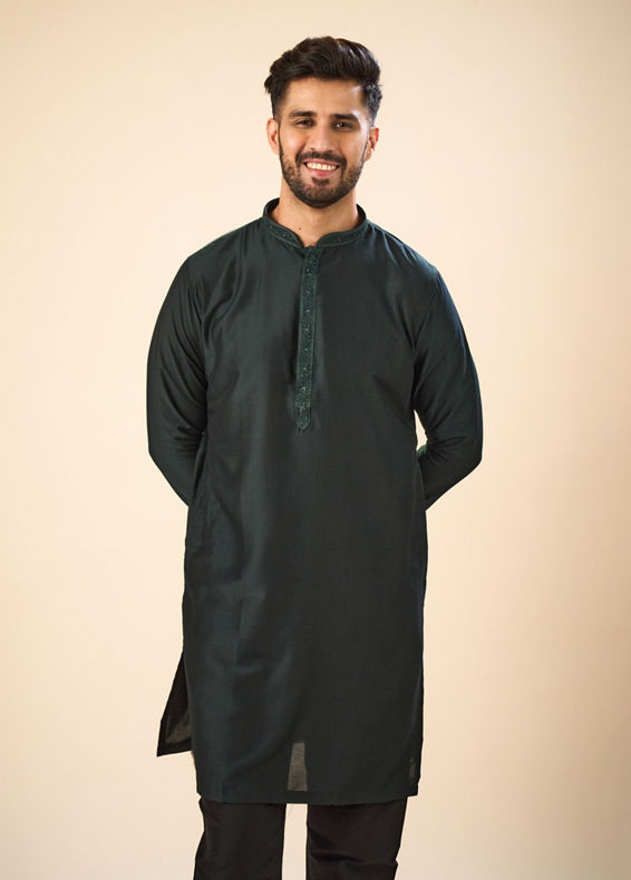 Manyavar Men Dark Green Elegance Kurta Pajama