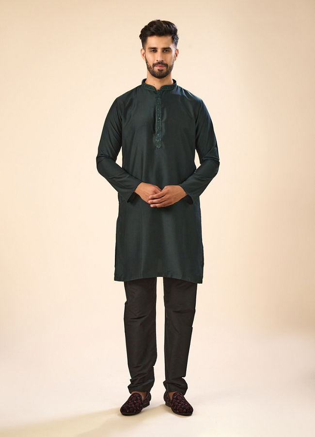 Manyavar Men Dark Green Elegance Kurta Pajama