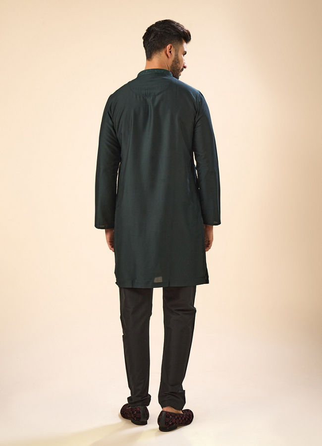 Manyavar Men Dark Green Elegance Kurta Pajama