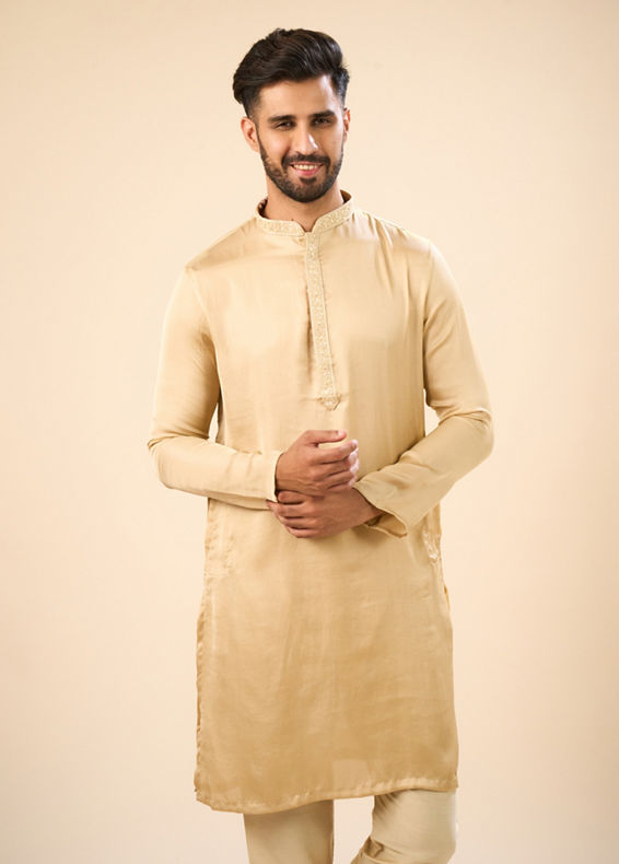 Manyavar Men Beige Elegance Kurta Pajama