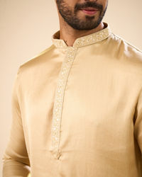 Manyavar Men Beige Elegance Kurta Pajama