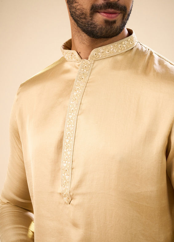 Manyavar Men Beige Elegance Kurta Pajama
