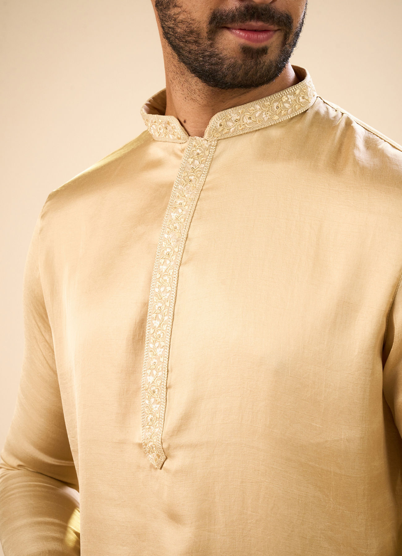 Manyavar Men Beige Elegance Kurta Pajama
