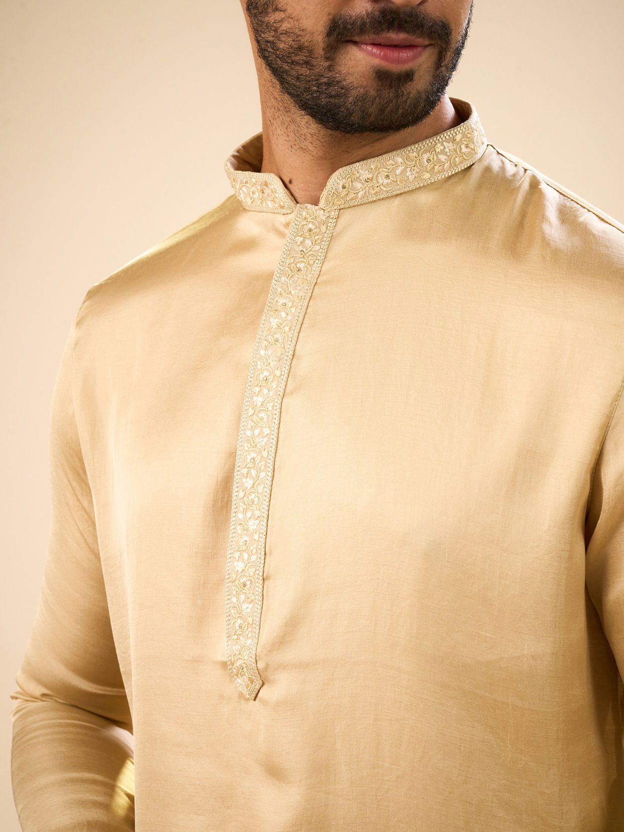 Manyavar Men Beige Elegance Kurta Pajama