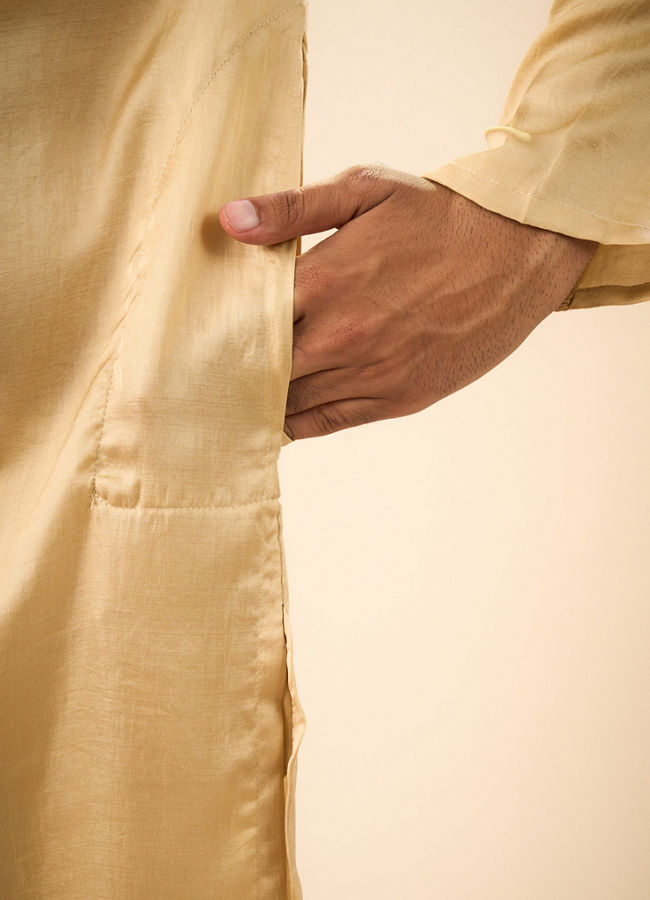 Manyavar Men Beige Elegance Kurta Pajama