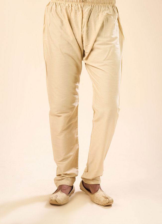 Manyavar Men Beige Elegance Kurta Pajama