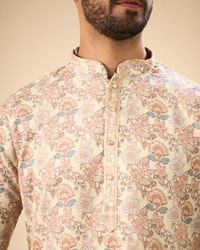 Manyavar Men Classic Beige Elegance Kurta Pajama