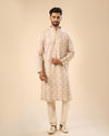 Manyavar Men Classic Beige Elegance Kurta Pajama
