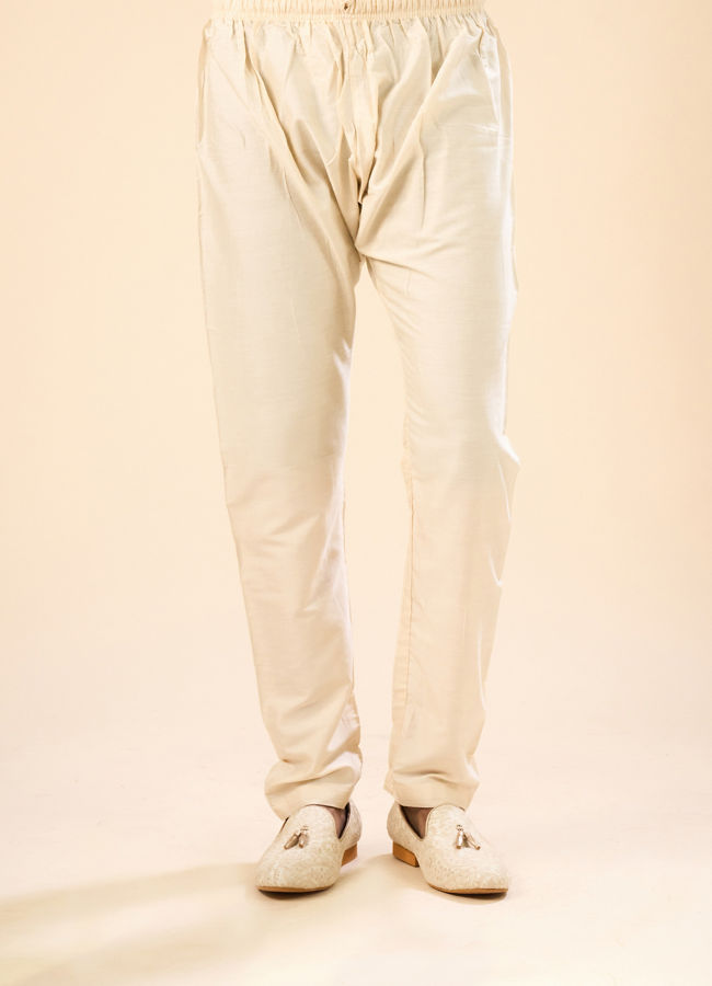 Manyavar Men Classic Beige Elegance Kurta Pajama