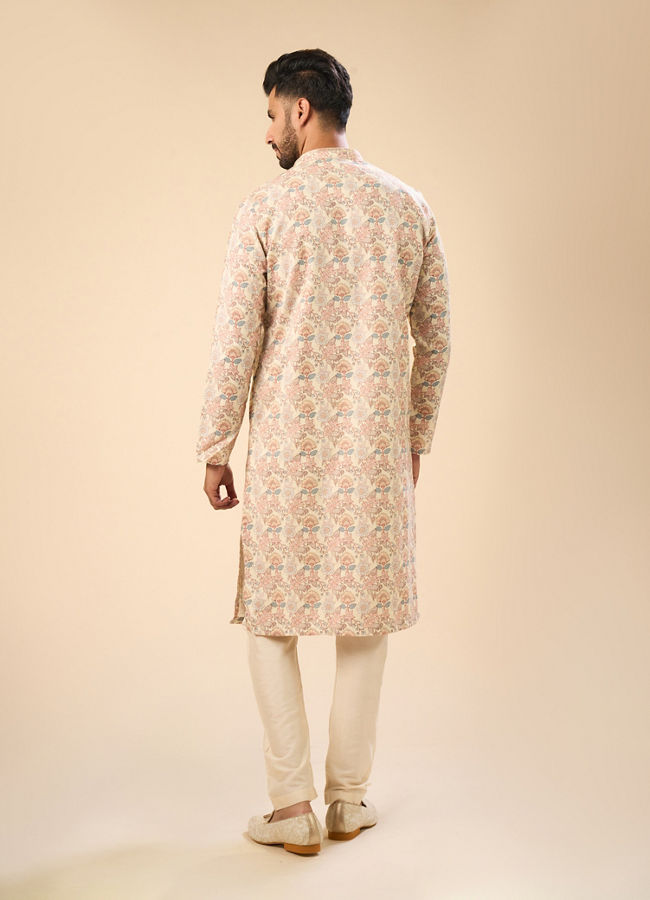 Manyavar Men Classic Beige Elegance Kurta Pajama