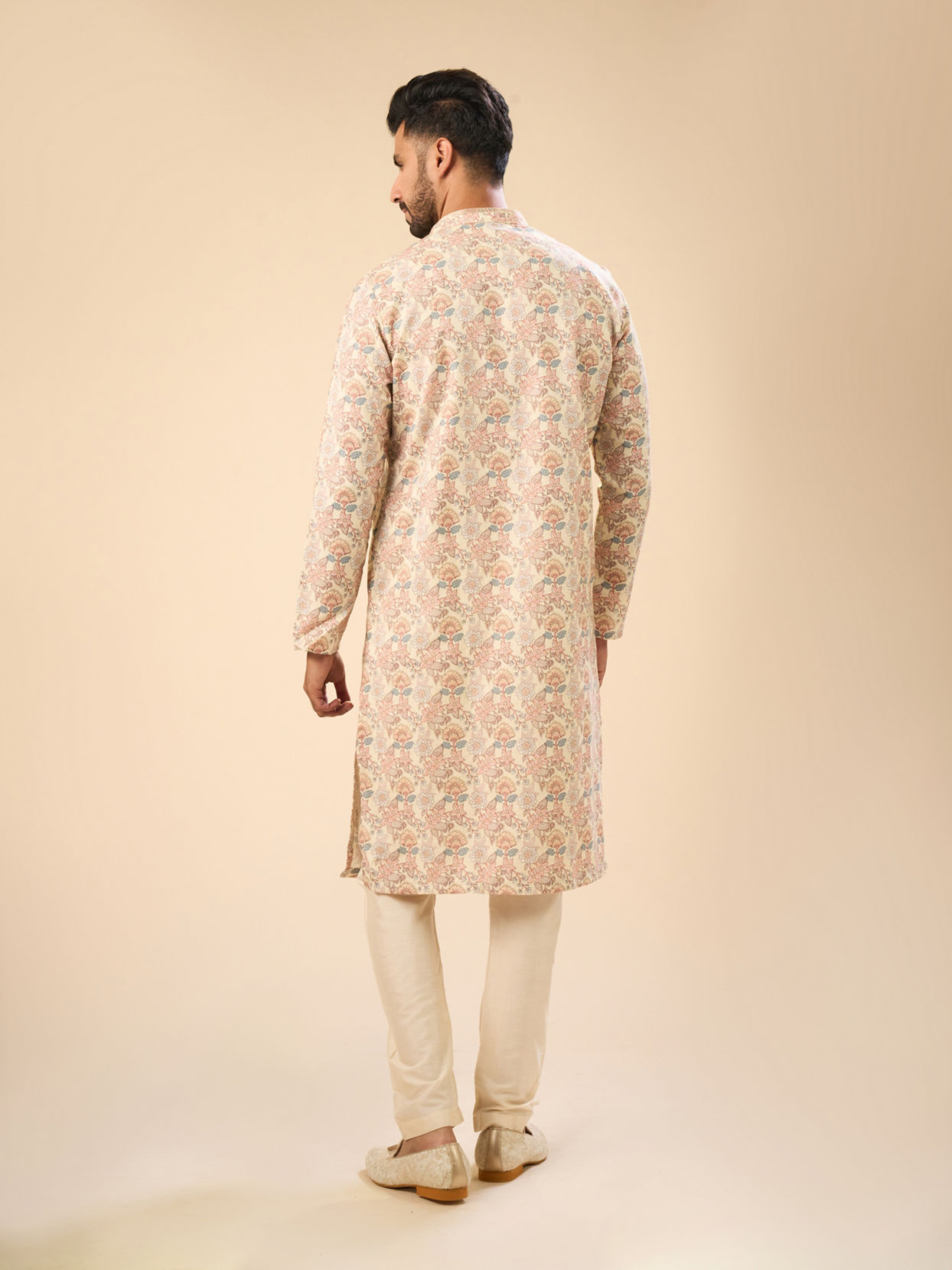 Manyavar Men Classic Beige Elegance Kurta Pajama
