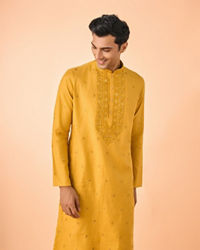 Manyavar Men Mustard Elegance Kurta Pajama