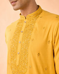 Manyavar Men Mustard Elegance Kurta Pajama