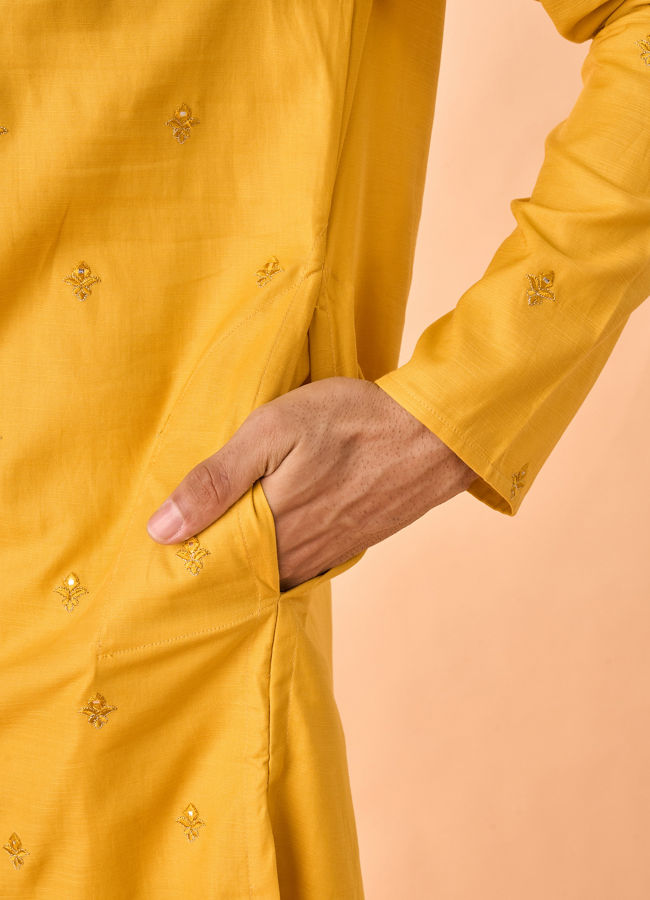 Manyavar Men Mustard Elegance Kurta Pajama