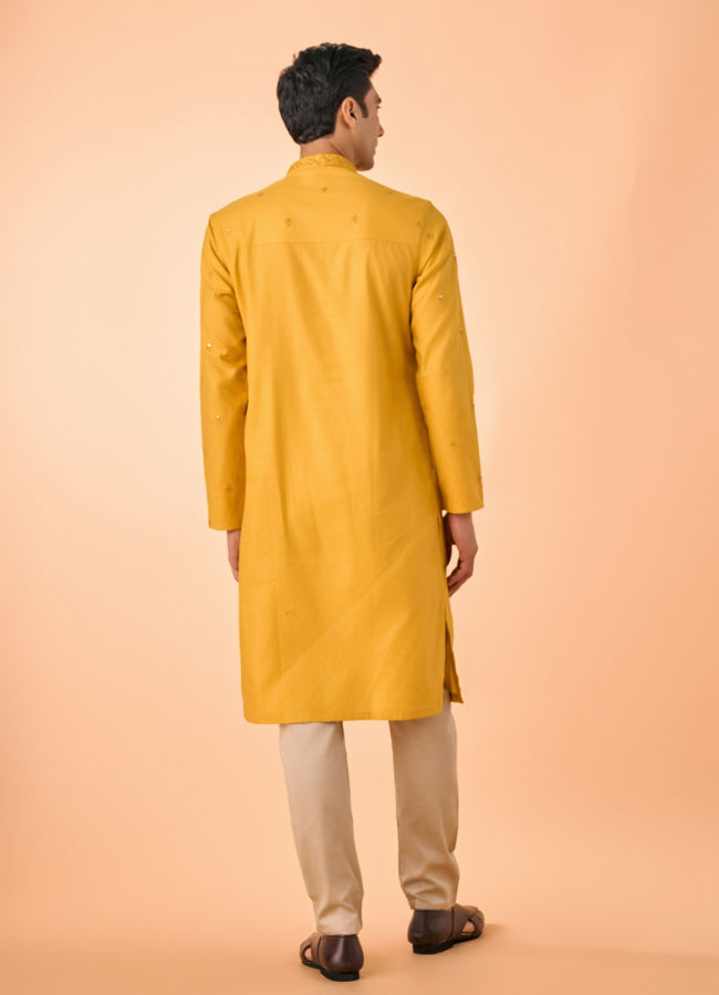 Manyavar Men Mustard Elegance Kurta Pajama