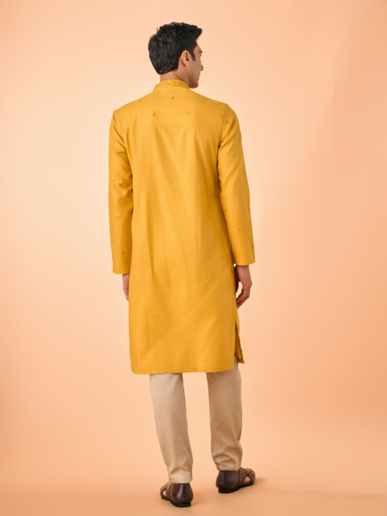 Manyavar Men Mustard Elegance Kurta Pajama