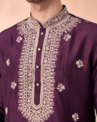 Manyavar Men Wine Divine Elegance Kurta Pajama