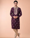 Manyavar Men Wine Divine Elegance Kurta Pajama