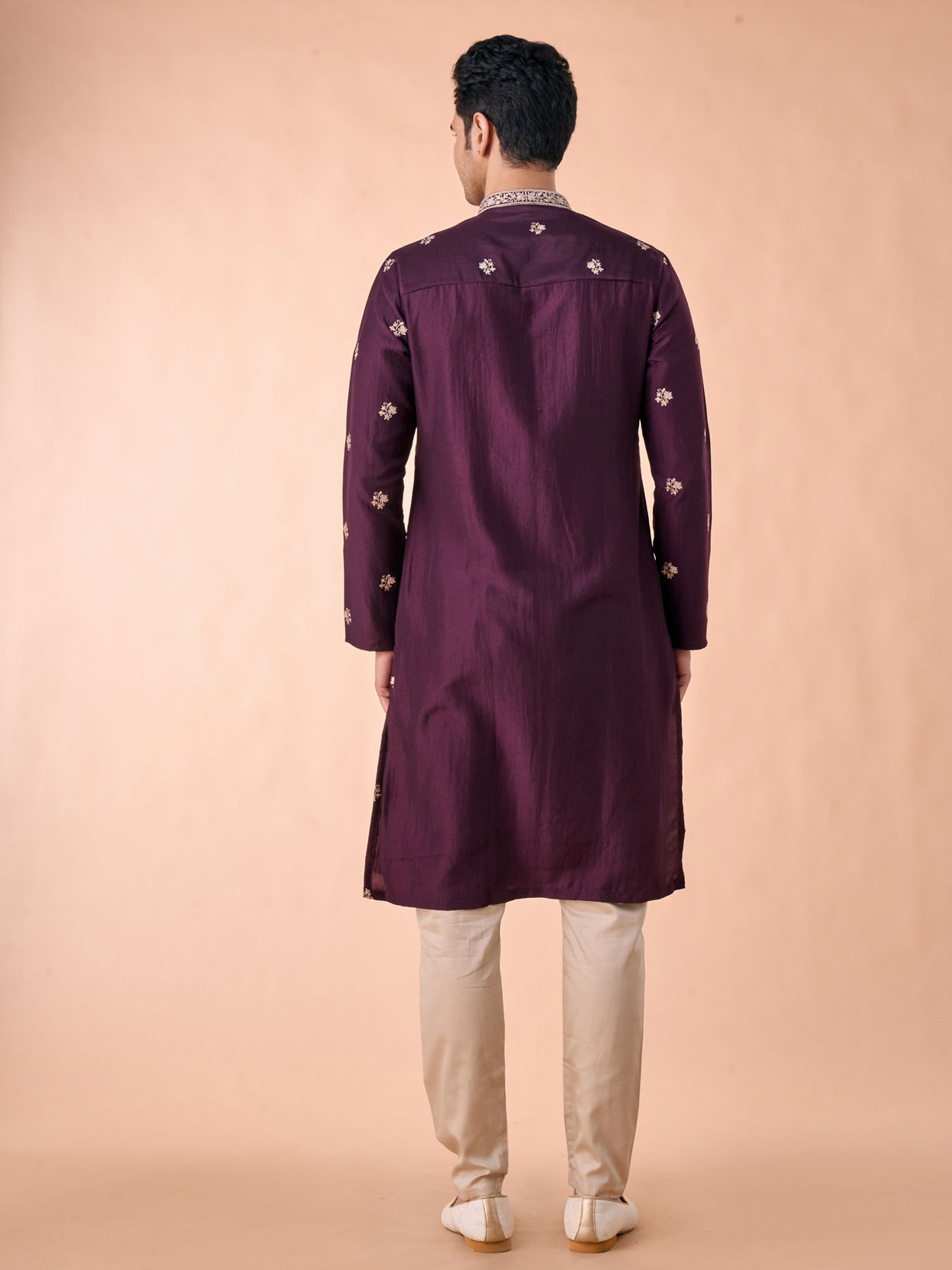 Manyavar Men Wine Divine Elegance Kurta Pajama
