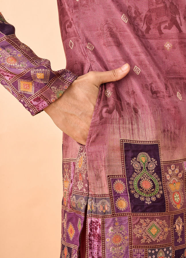 Manyavar Men Rust Fiesta Elegance Kurta Pajama