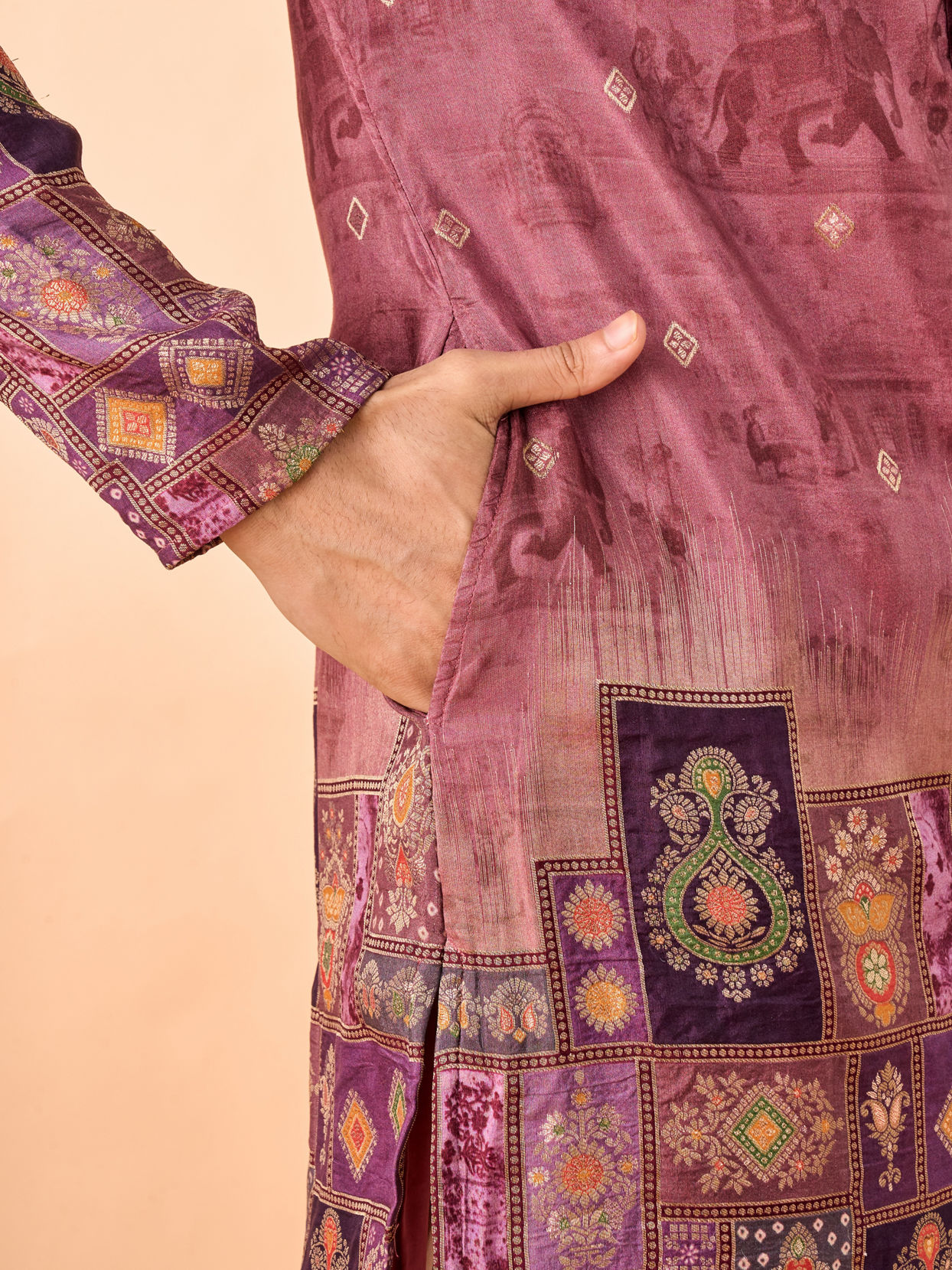 Manyavar Men Rust Fiesta Elegance Kurta Pajama