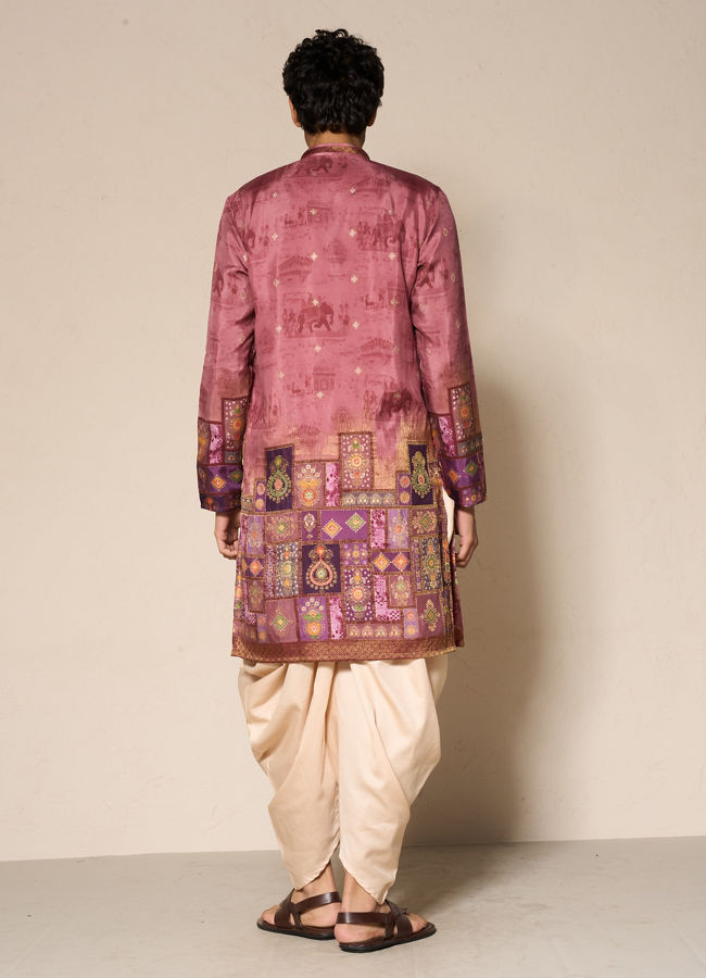 Manyavar Men Rust Fiesta Elegance Kurta Patiala