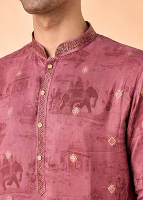 Manyavar Men Rust Fiesta Elegance Kurta Patiala