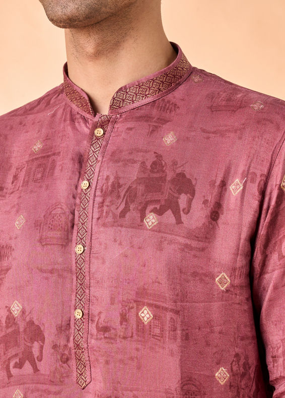 Manyavar Men Rust Fiesta Elegance Kurta Pajama
