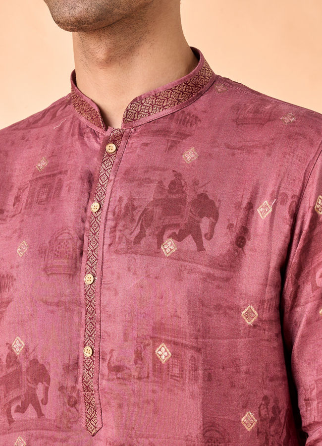 Manyavar Men Rust Fiesta Elegance Kurta Patiala