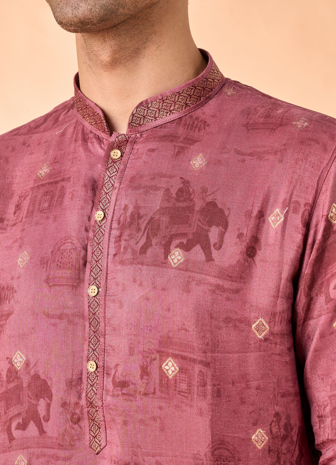 Manyavar Men Rust Fiesta Elegance Kurta Pajama