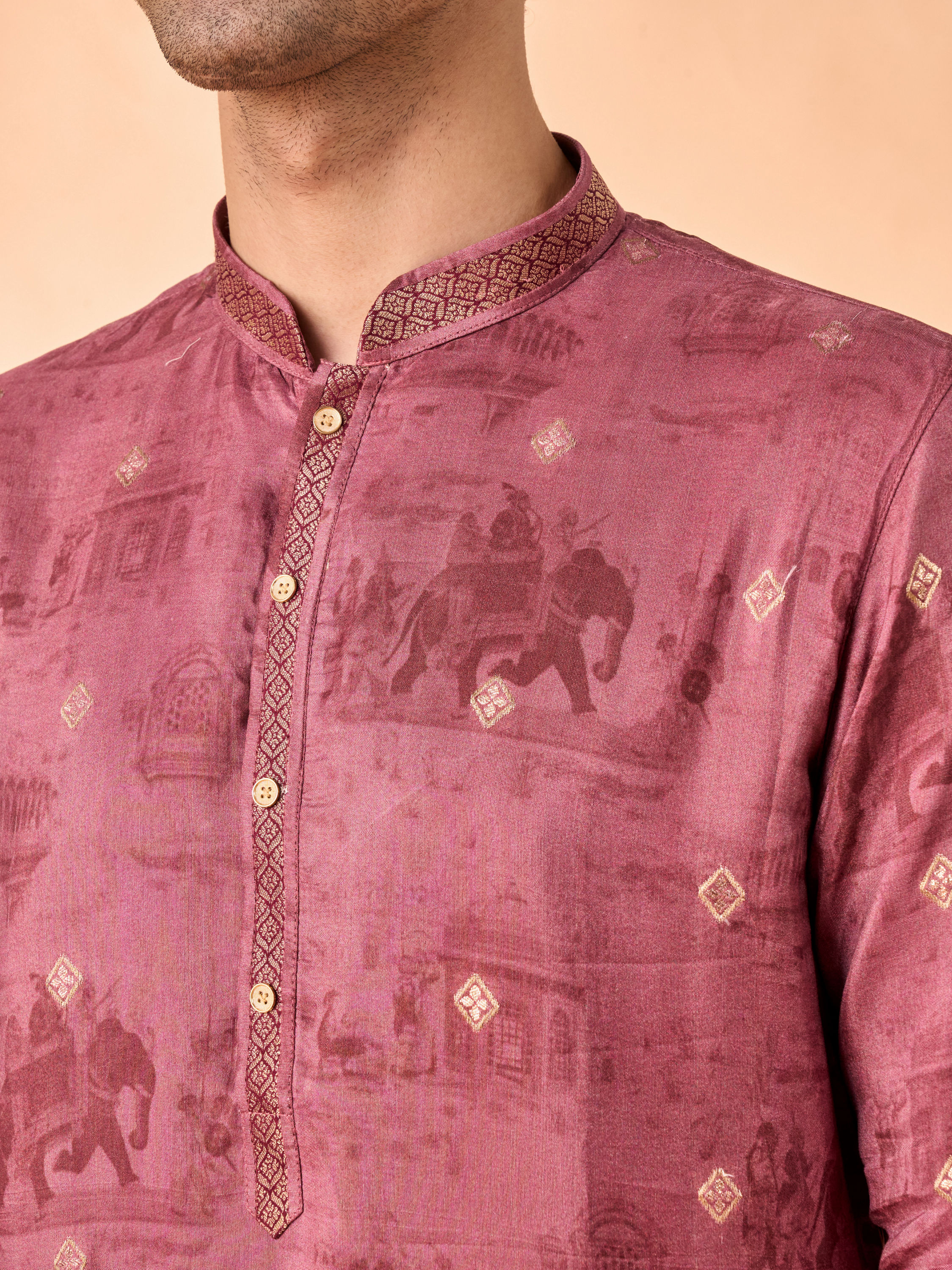 Manyavar Men Rust Fiesta Elegance Kurta Pajama