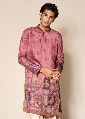 Manyavar Men Rust Fiesta Elegance Kurta Patiala