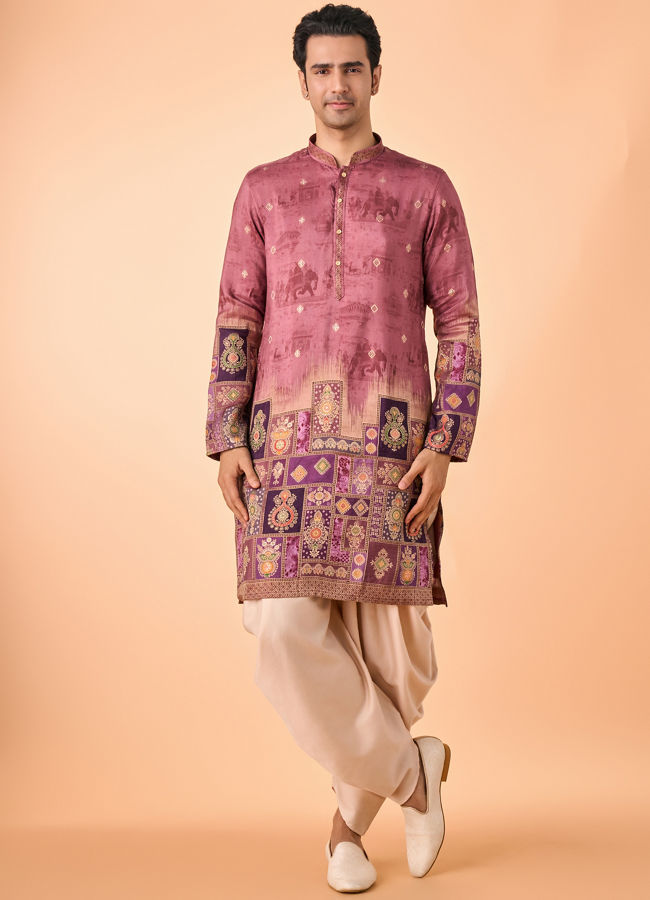 Manyavar Men Rust Fiesta Elegance Kurta Pajama