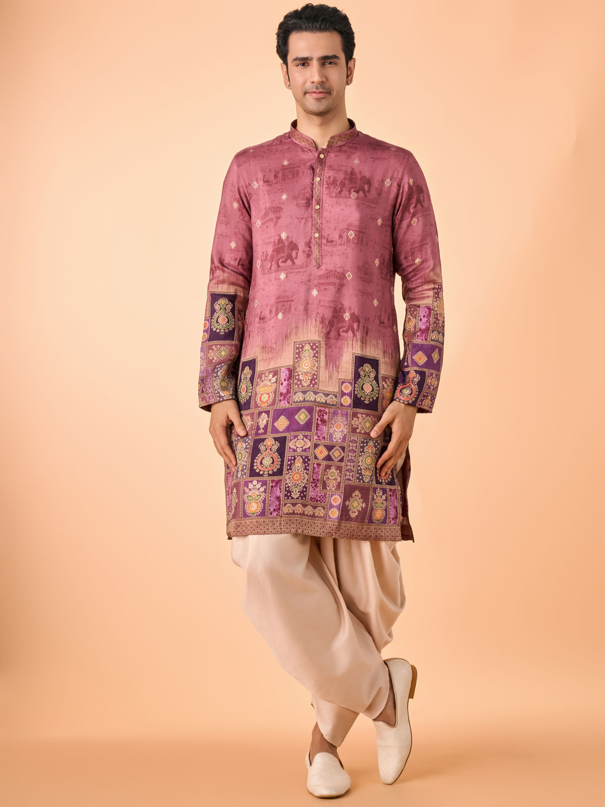 Manyavar Men Rust Fiesta Elegance Kurta Pajama