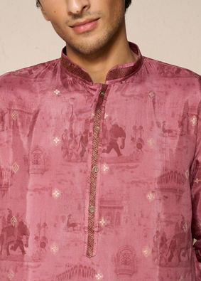 Manyavar Men Rust Fiesta Elegance Kurta Patiala