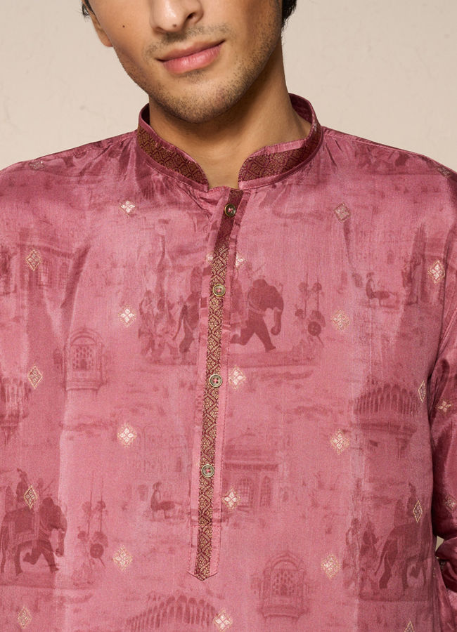 Manyavar Men Rust Fiesta Elegance Kurta Patiala