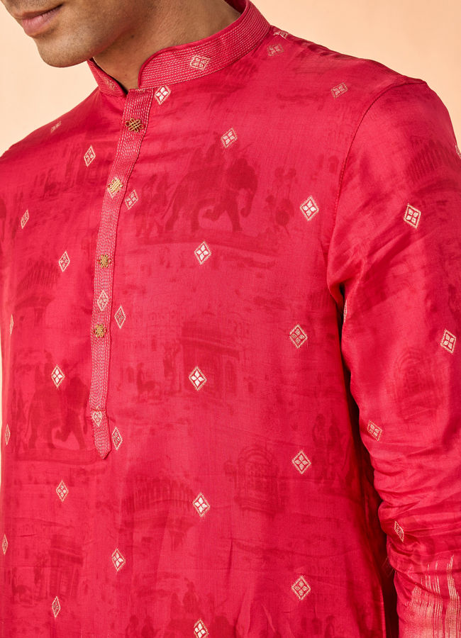Manyavar Men Radiant Red Kurta Patiala