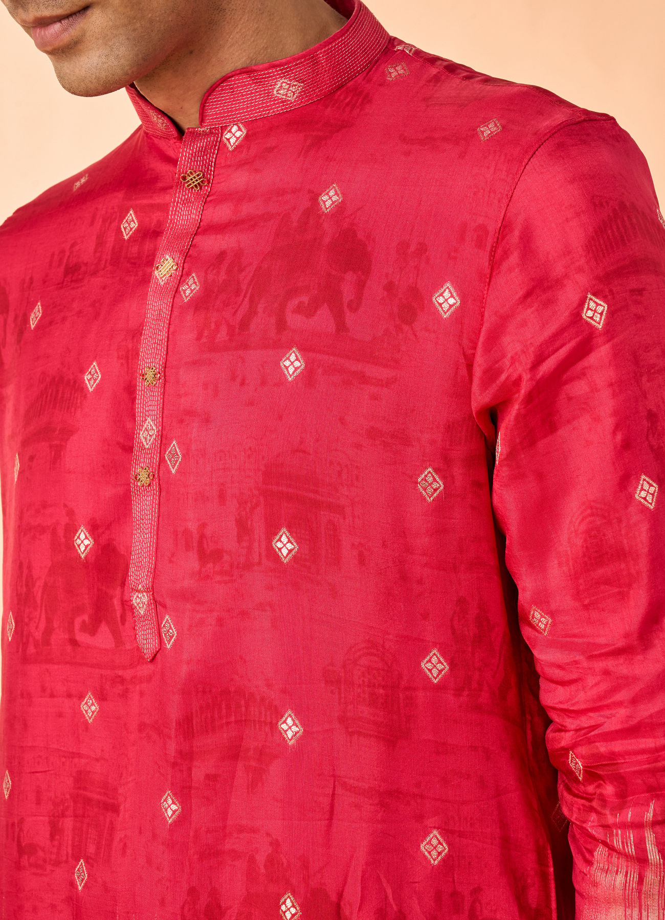Manyavar Men Radiant Red Kurta Pajama