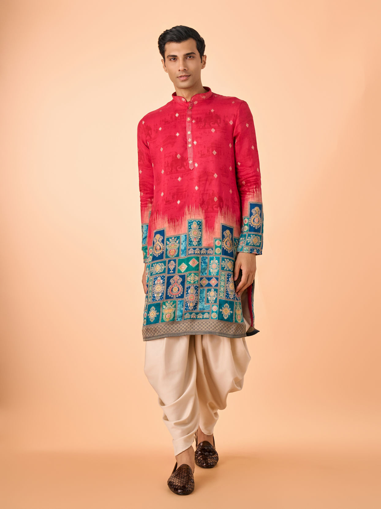 Manyavar Men Radiant Red Kurta Pajama